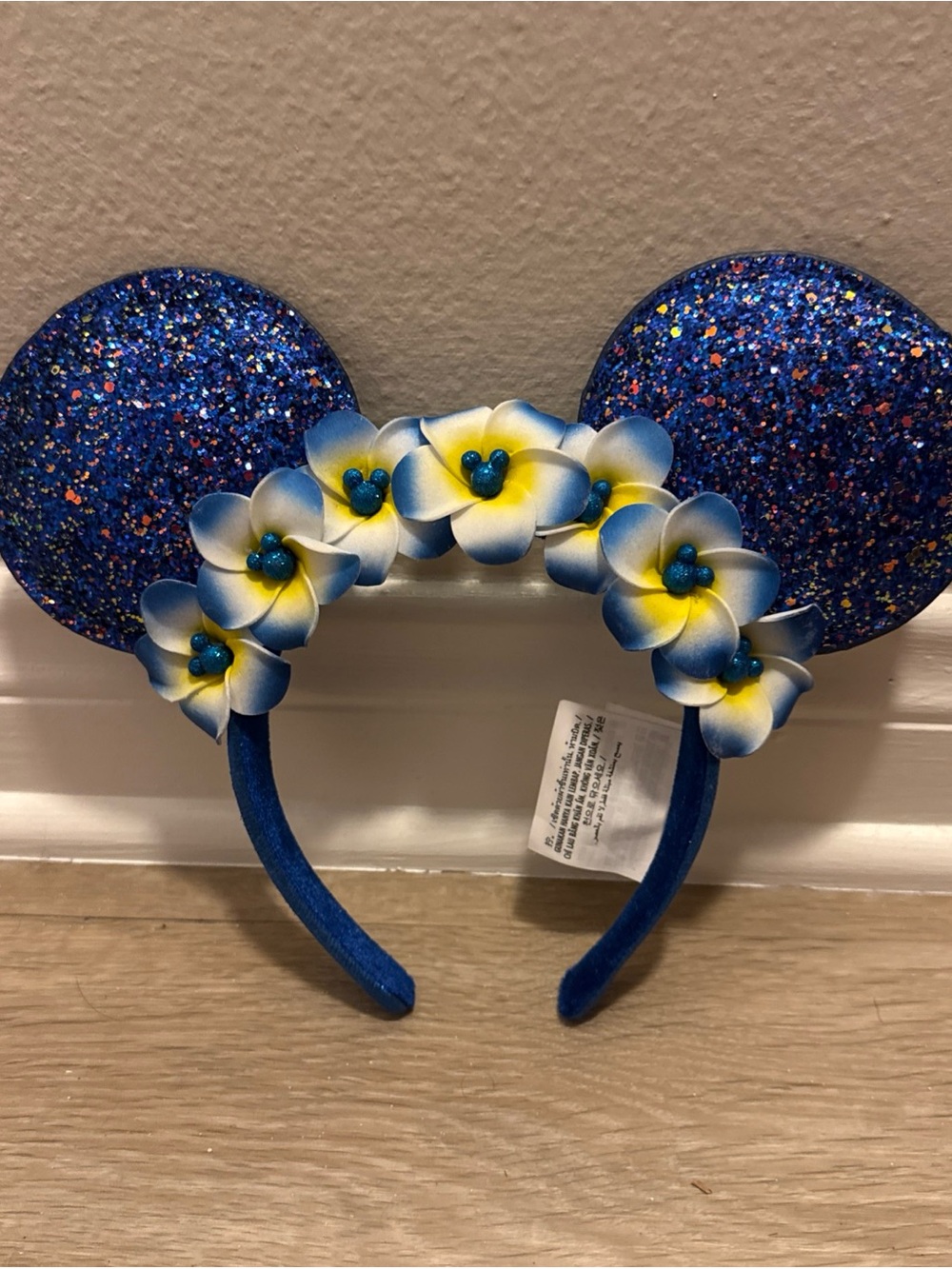 Disney Aulani Wishes Come True Blue Plumeria Minnie Ears Blue Headband